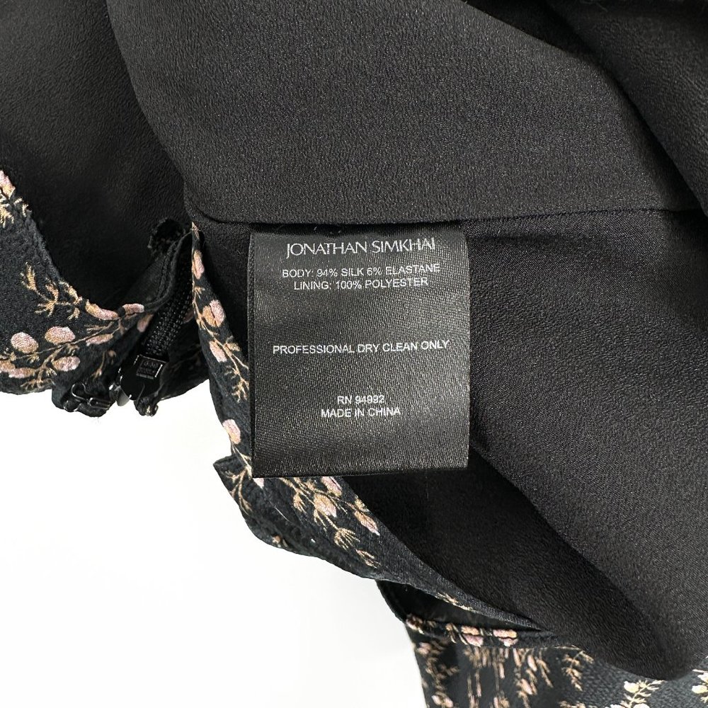 Jonathan Simkhai Black Silk Handerkerchief Floral Print Midi Skirt - Picture 8 of 10